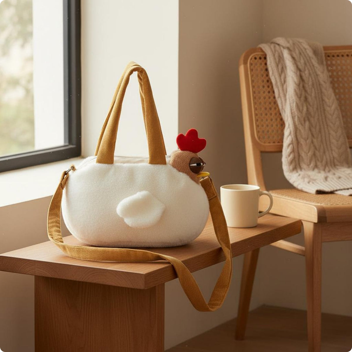 Soft Toy Chicken Bag Portable Chicken Soft Toy Bag Gift Idea for Outings, Girls