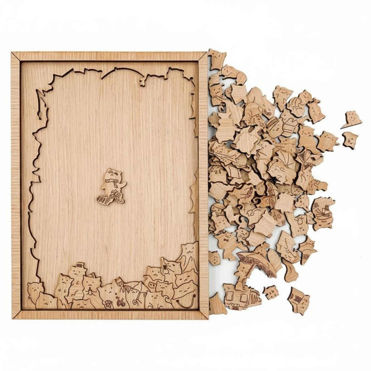 100 Pieces Standing Display Puzzle Gift Cat Shaped Puzzle Hard for Couples