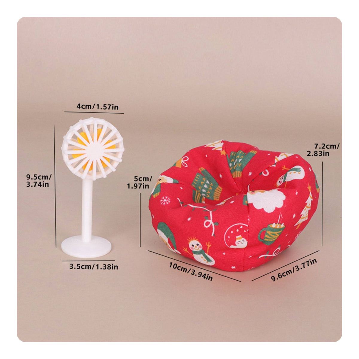 1:12 Scale Furniture Set Scene Prop Miniature Beanbag and Fan Set for Collectors