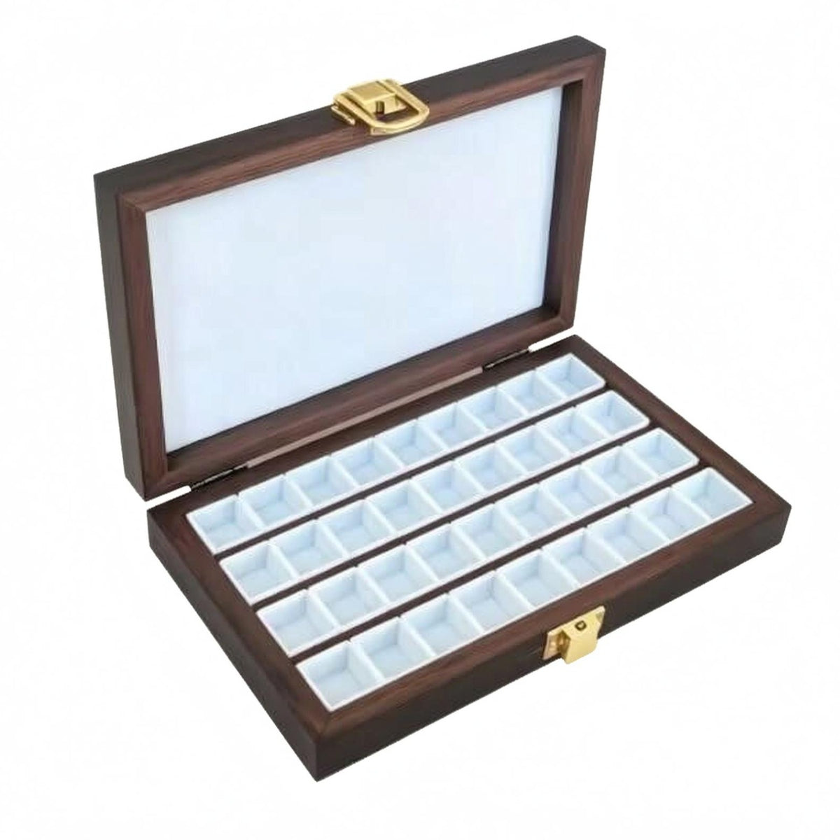 Wooden Paint Storage Case Metal Clasp Wooden Pigment Box Compact