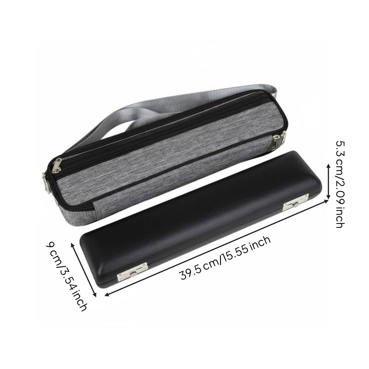 16-Hole Flute Case Set Shoulder Strap Flute Hard Case with Gig Bag Padded Lining Musical Instrument Accessory for Travel