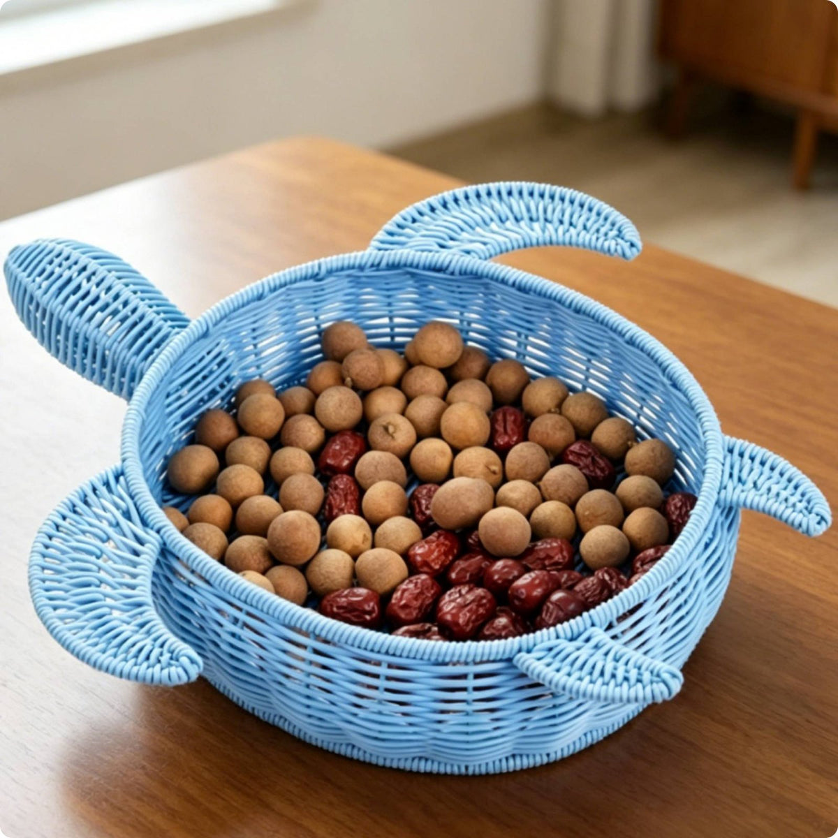 Cartoon Turtle Basket Versatile Blue Woven Basket Charm Design Household Storage for Desktop