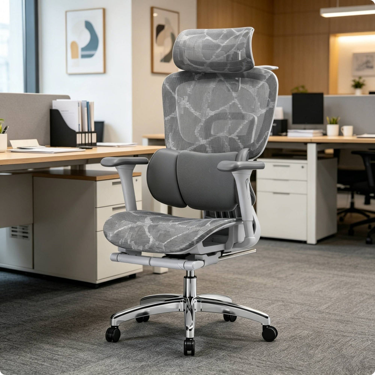 Ergonomic Mesh Office Chair Polished Metal Highspine Mesh Chair Sturdy-Duty