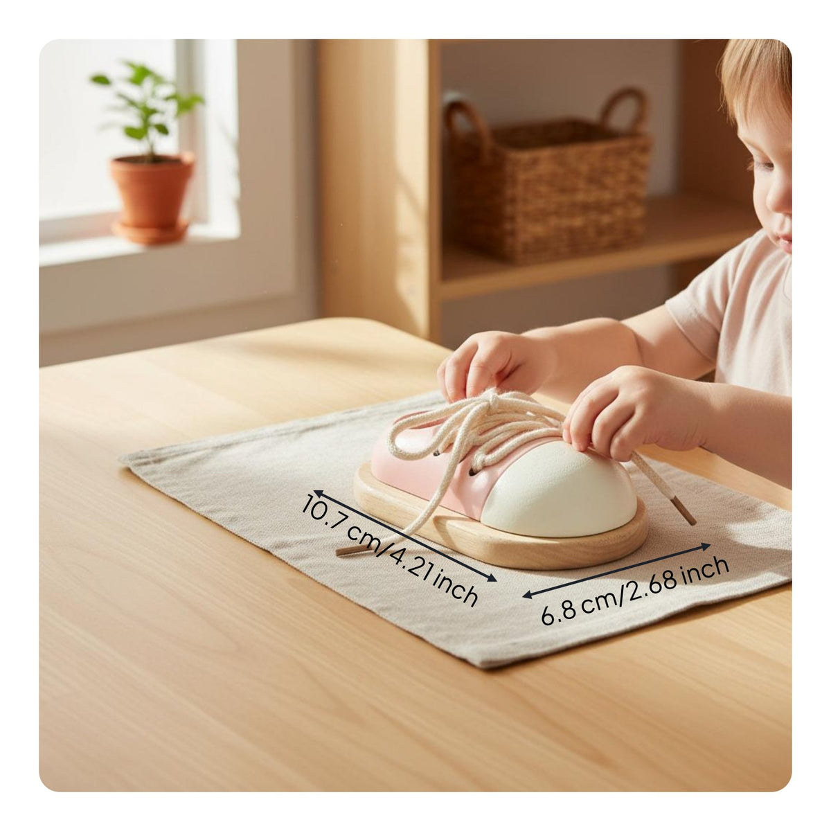 2 Pieces Wooden Sneaker Lacing Board Hand-Eye Coordination for Preschool