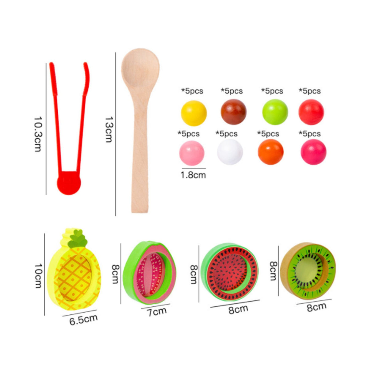 Fruit Bead Matching Toy Wooden Peg Board Bead Game Rounded Edges