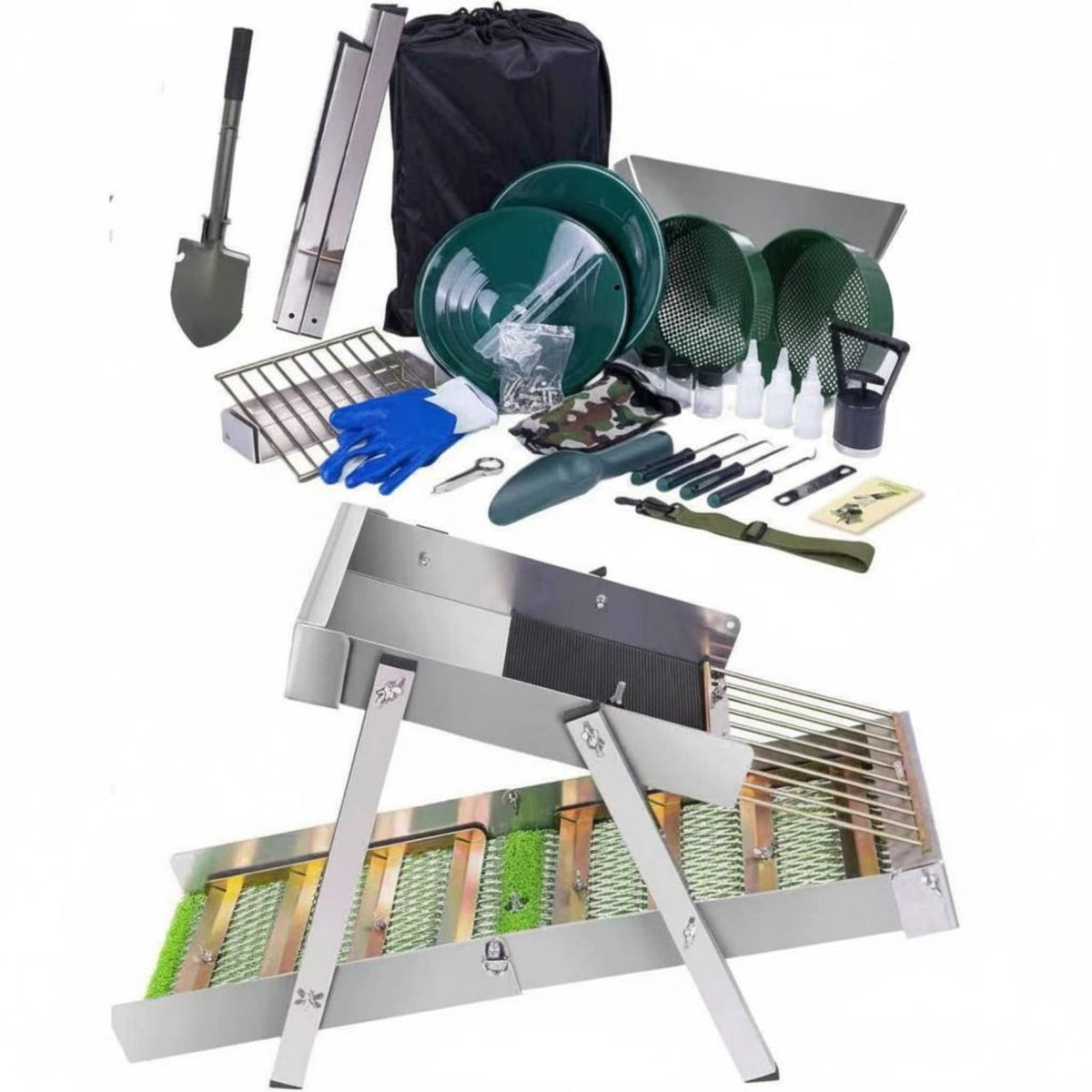 Sluice Box Kit Lightweight Aluminum Gold Sluice Easy Setup for Stream, Hobbyists