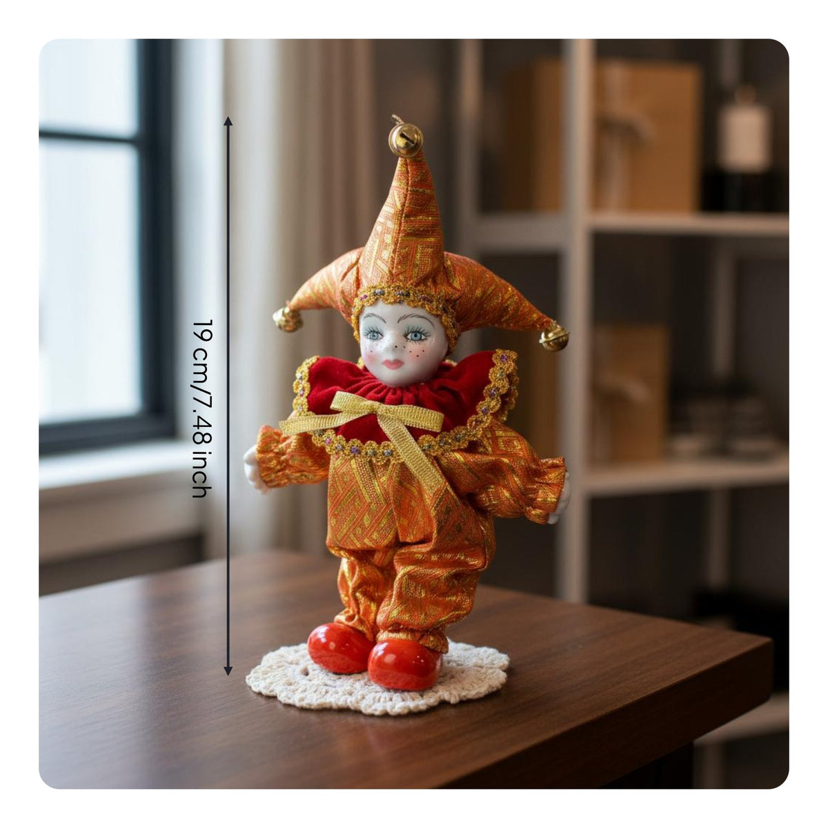 Ornamental Doll Statue Gift Idea Porcelain Clown Figurine Auspicious Charm