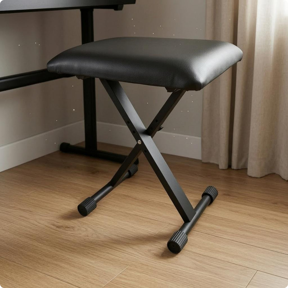 Folding Piano Stool Rubber Feet X-Shaped Frame Piano Stool Foldable