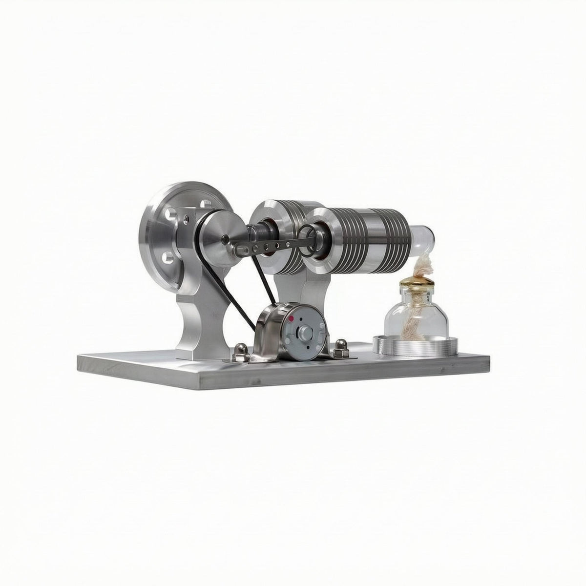 Heat-Cycle Engine Model Finned Metal Heat-Cycle Engine Glass Burner Desktop Mechanical Demonstration for Physics Students