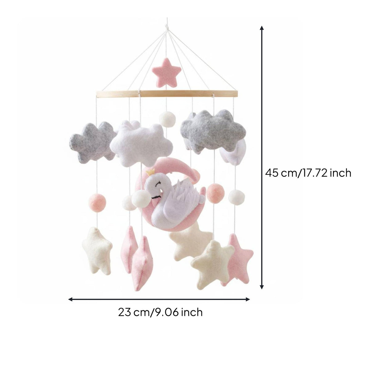 Textile Swan Mobile Nursery Decor Hanging Ornament Easy to Install for Infants