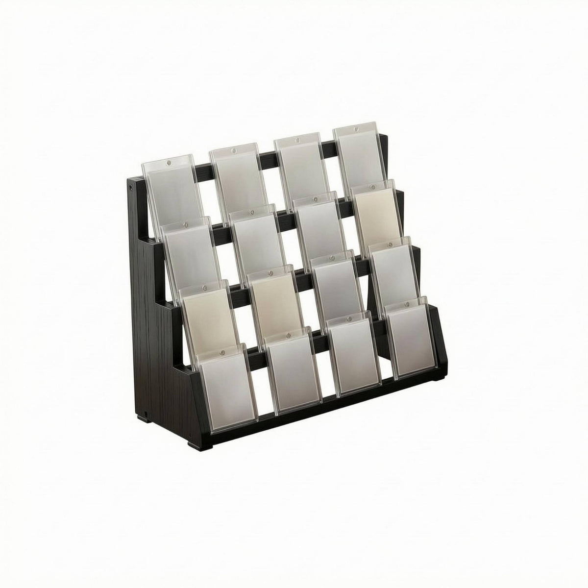 Wooden Card Rack Rectangular Base 4-Tier Wooden Card Display Stand Multi-Purpose