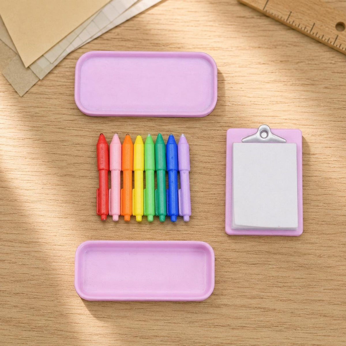 1/12 Scale Stationery Set Molded Dollhouse Clipboard Set Multi-Color