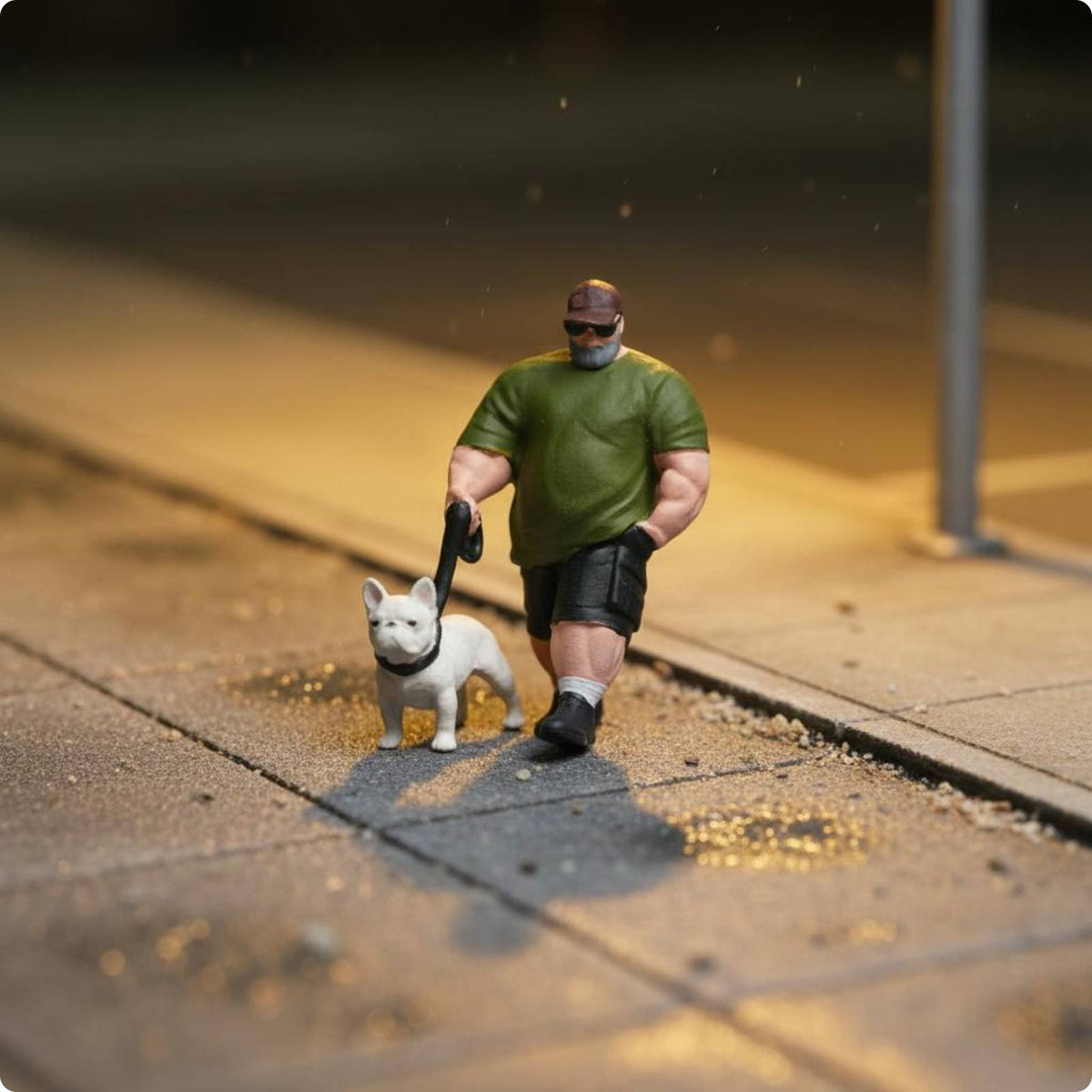 Dog Walking Figurine Collectible Miniature People Figurine Display Decoration
