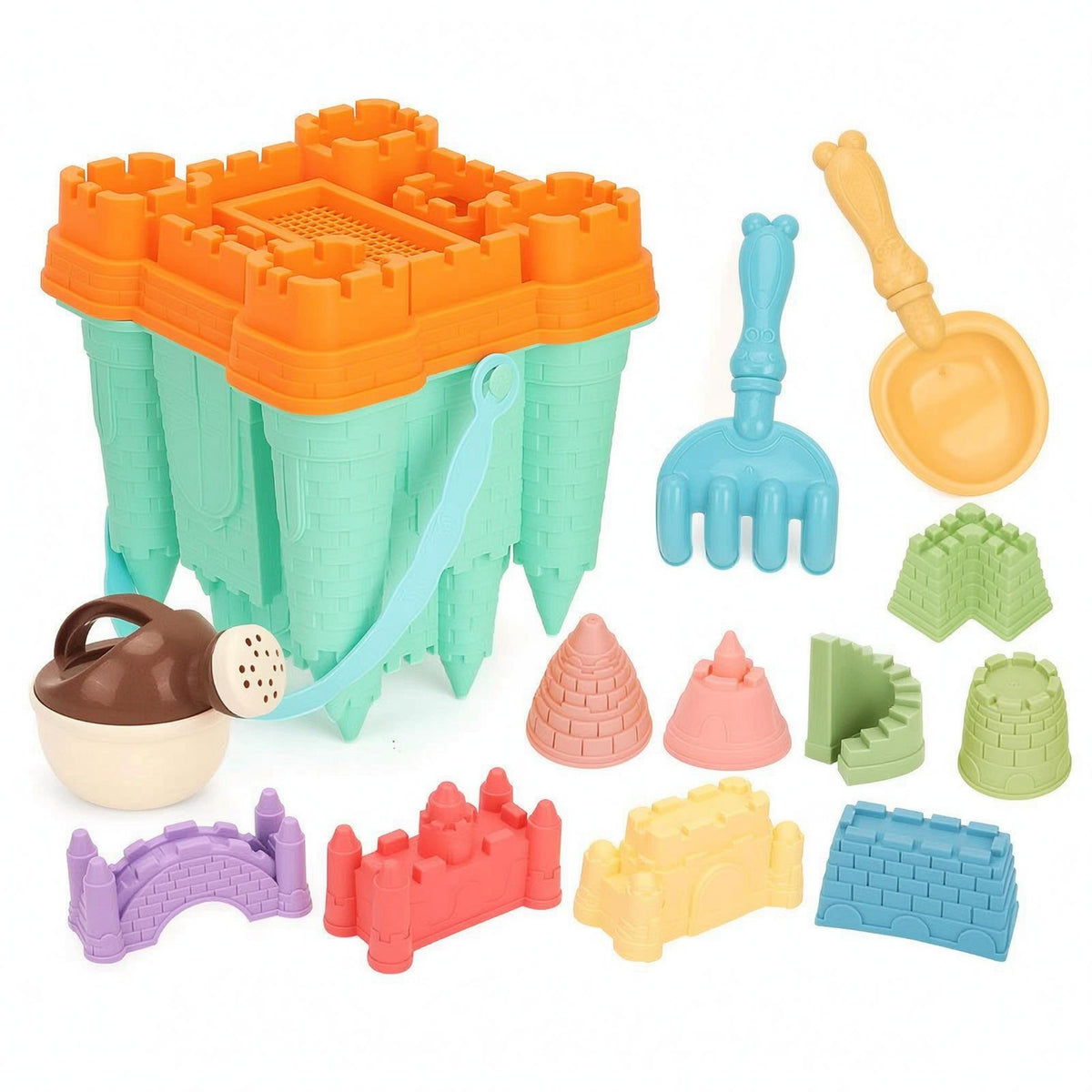 13 Pieces Sandcastle Building Kit Thickened Plastic Castle Pail Set