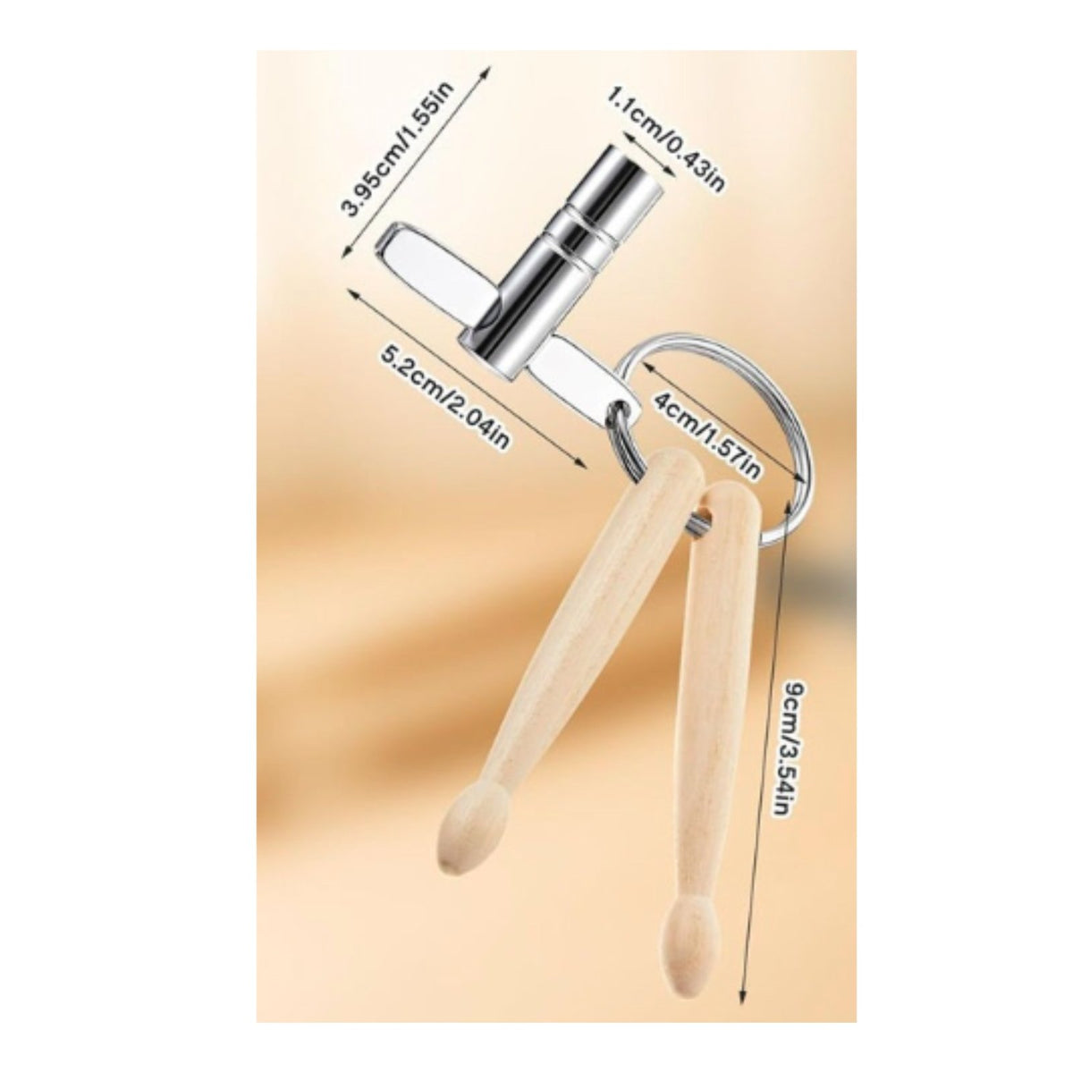 2 Pieces Drum Key Keychain Compact Music Accessory Universal Fit for Rehearsal