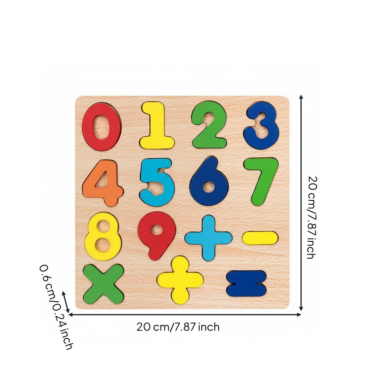 Rectangular Wooden Shape-Matching Board Removable Pieces Learning Toy Fine