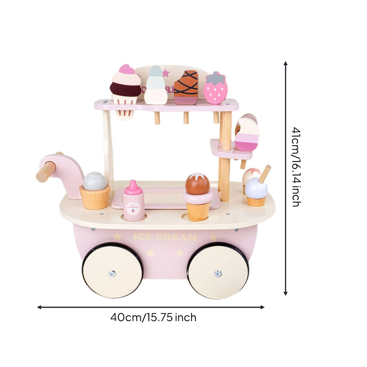 Ice Cream Role Play Wagon Rolling Plaything Educational for Indoor