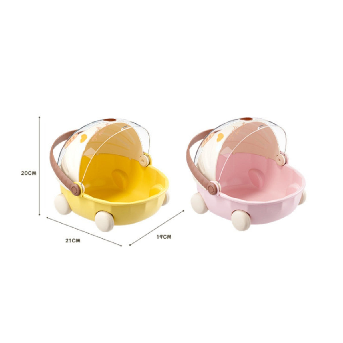 Doll Cradle Display Case Clear View Lid Figurine Baby Carriage Container
