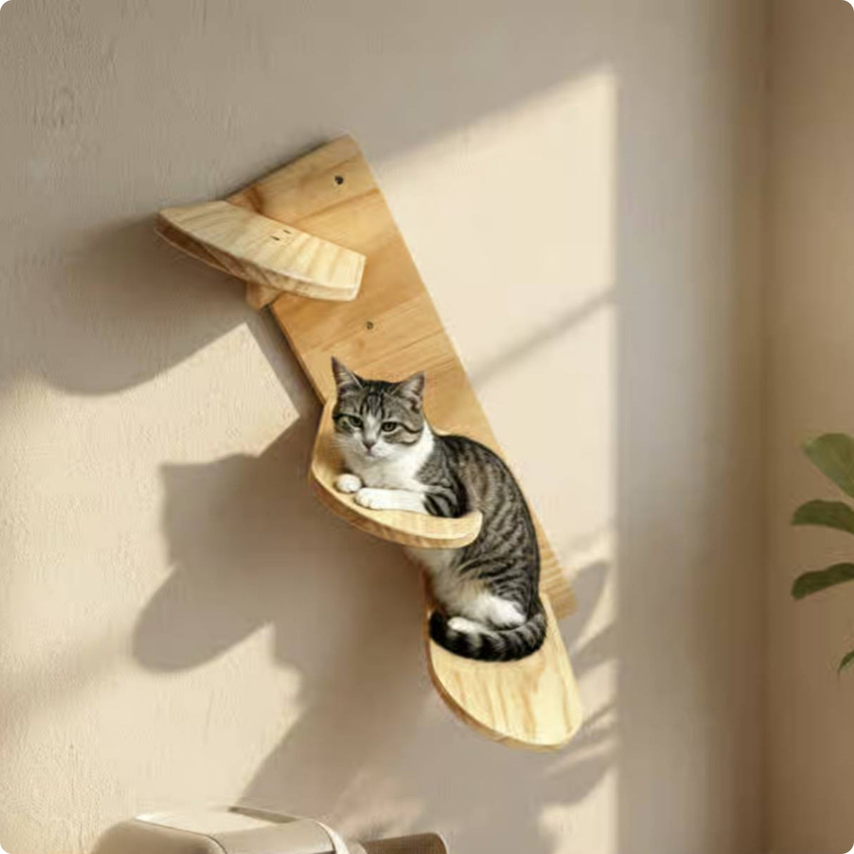 Cat Climbing Shelf Space Saving Wall-Attached Cat Shelves Modern Look Animal Habitat Accessory