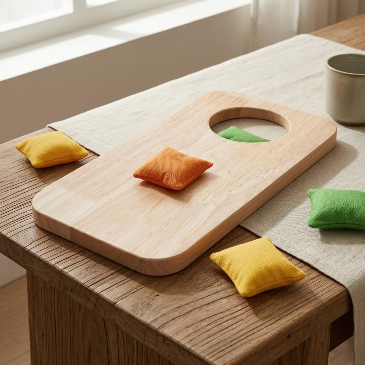Sandbag Tossing Board Natural Wood Wooden Throwing Board Canvas for Children