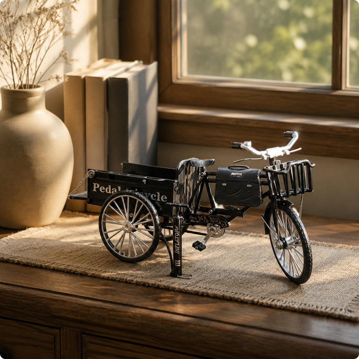 Tricycle Truck Model Spoked Wheels Three Wheel Truck Model Alloy Material Decoration for Home Display