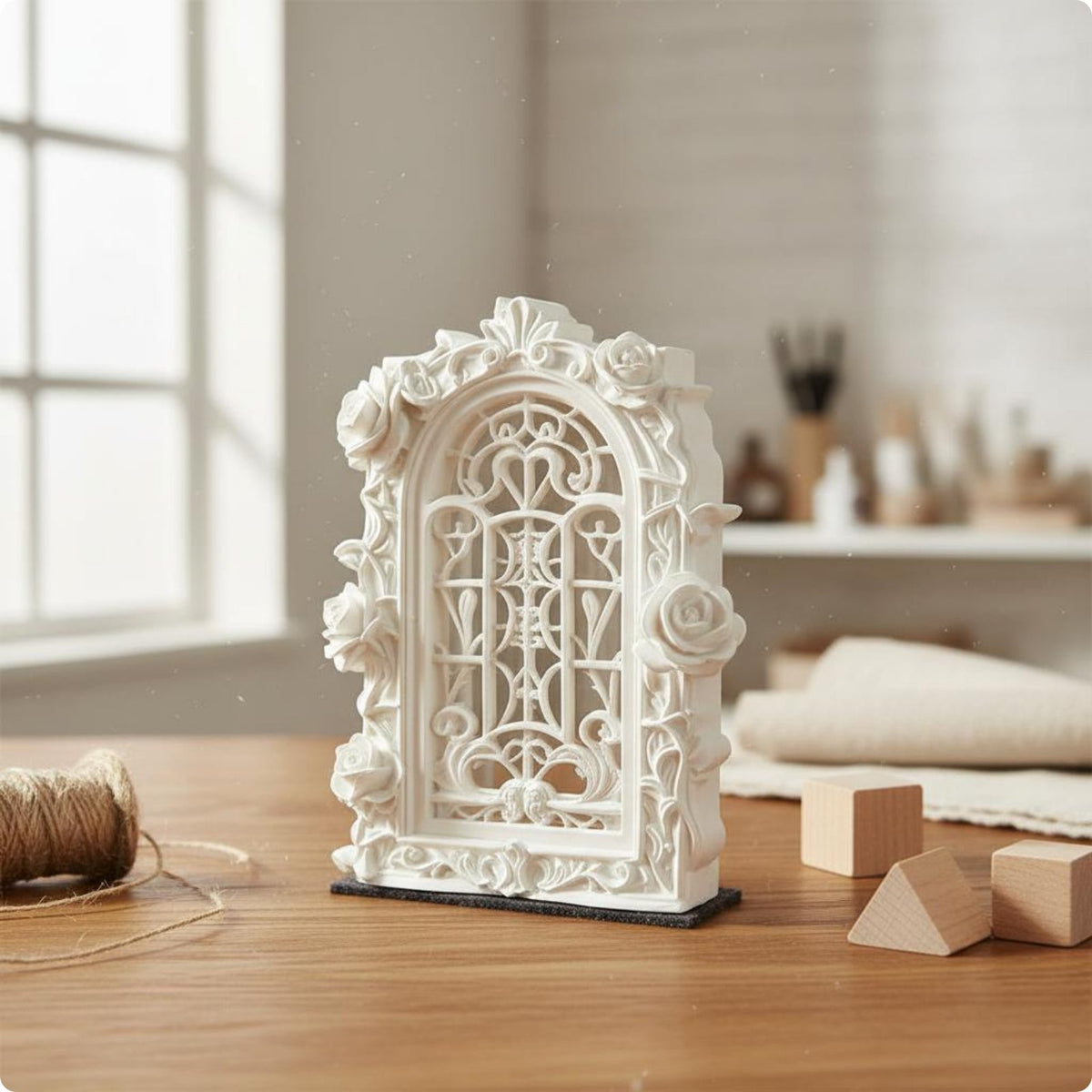 Floral Window Dollhouse Decor Rosy Floral Design 1:12 Scale Dollhouse Decoration