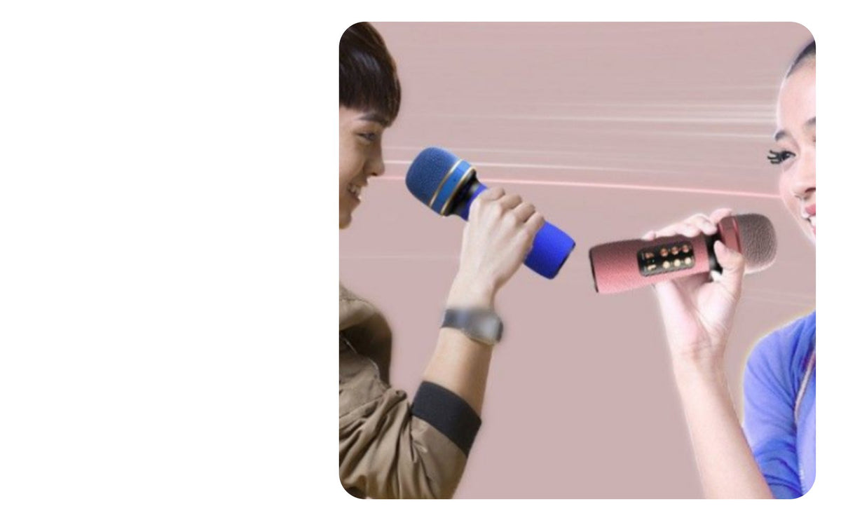 Wireless Bluetooth Vocal Amplifier Voice Changer Wireless Karaoke Vocal Amplifier High-Fidelity Sound Quality 3-in-1 Karaoke Mic for Children, Family