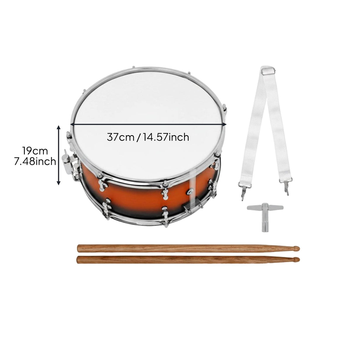 Marching Snare Drum Stainless Steel Rims 14 Inch Snare Drum Construction Percussion Instrument for Students