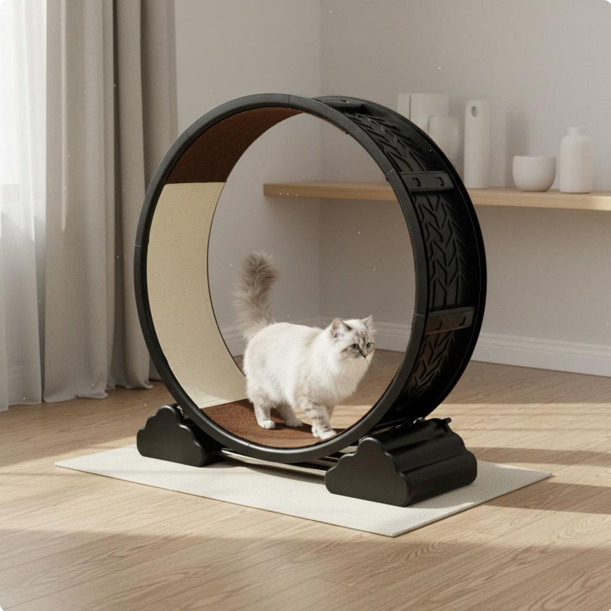 Cat Running Wheel Stable Base Cat Exercise Wheel Lock Pet Furniture for Indoor Cats