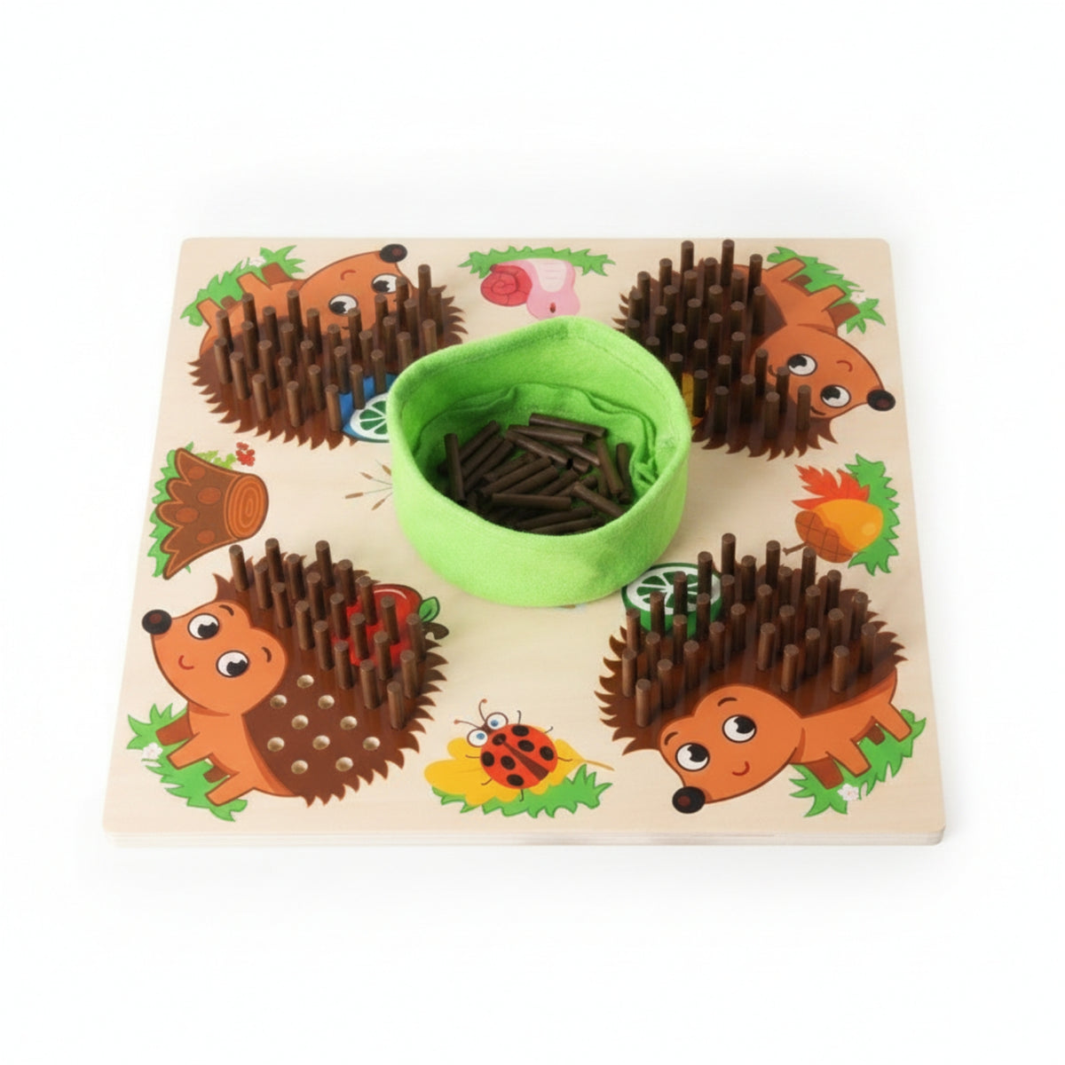 Hedgehog Matching Game Colorful Wooden Peg Toy Smooth for Children