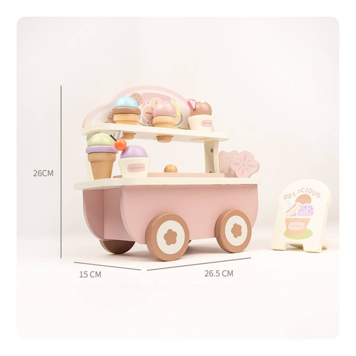 Wooden Play Kitchen Realistic Accessories Pretend Fridge Set Safe Materials