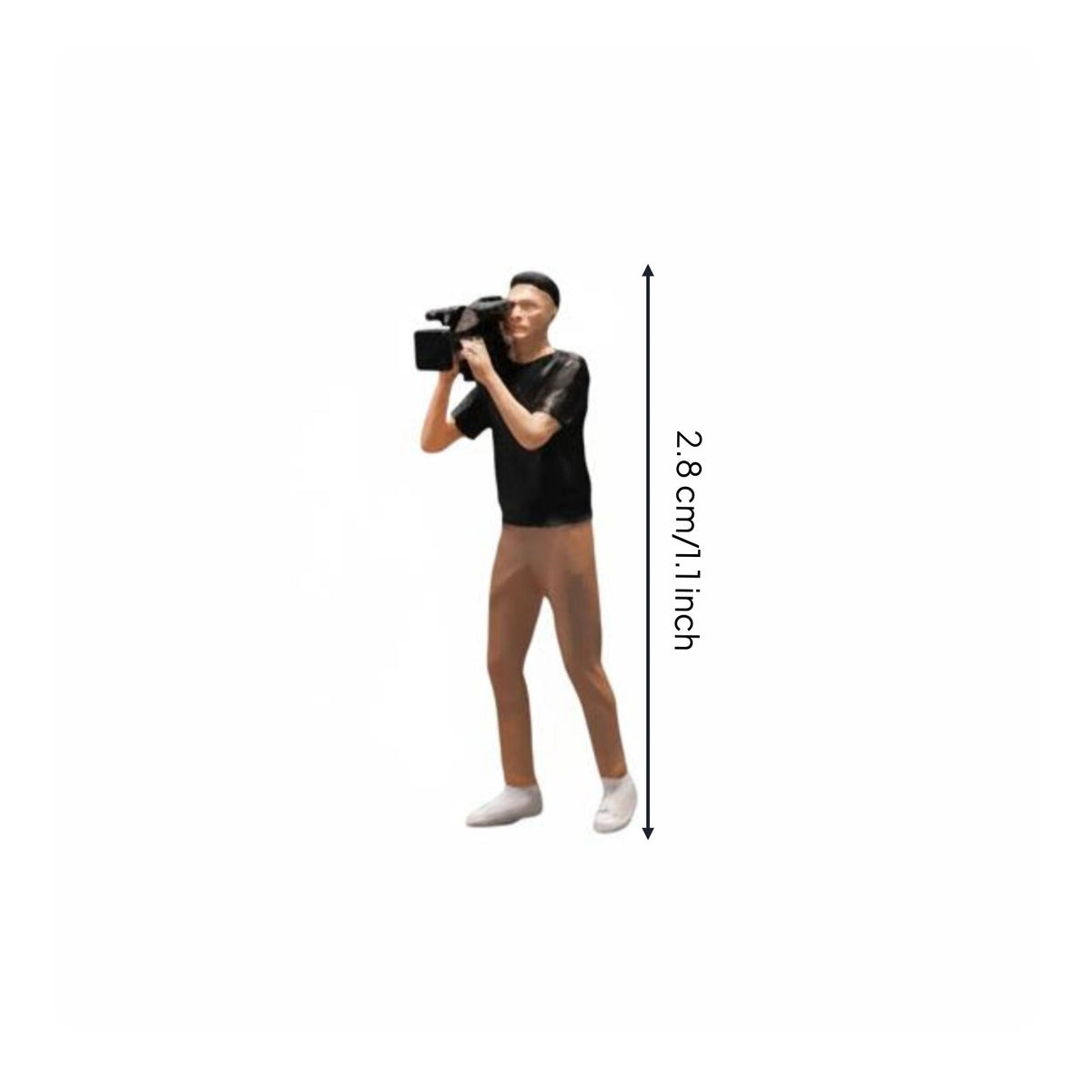1:64 Scale Reporter Figures Highly Detailed News Reporter Figure Delicate Design Cameraman Figurine for Dioramas, Close-up Photography