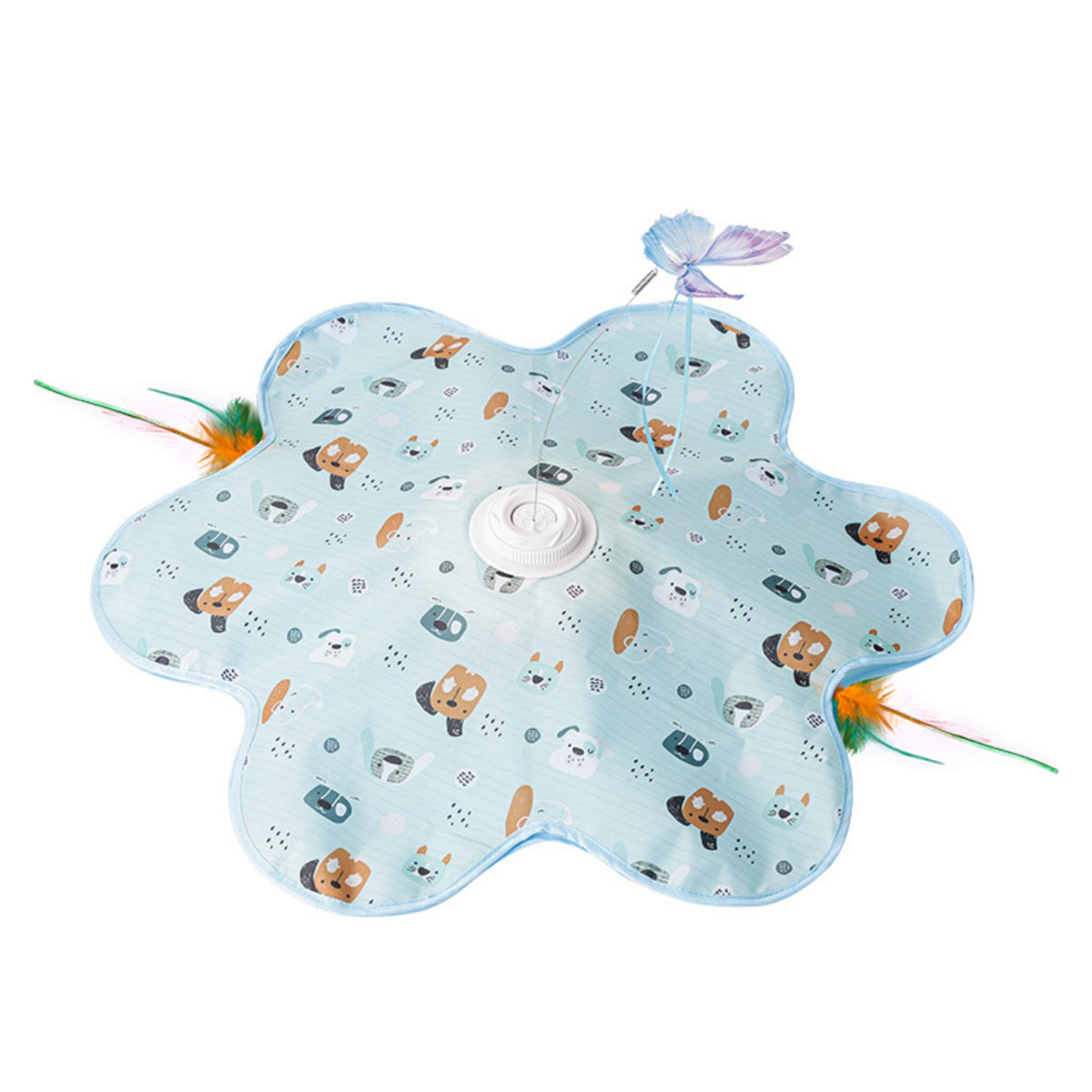Rotating Butterfly Cat Toy Padded Butterfly Wand Toy Printed Surface