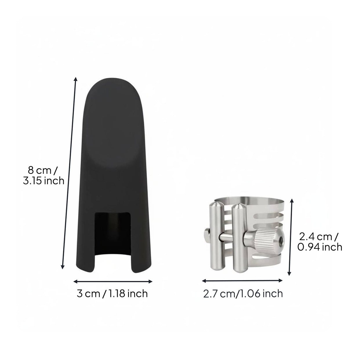 Alto Sax Ligature and Cap Set Smooth Edges Saxophone Mouthpiece Clamp Kit for Saxophonists, Music Students
