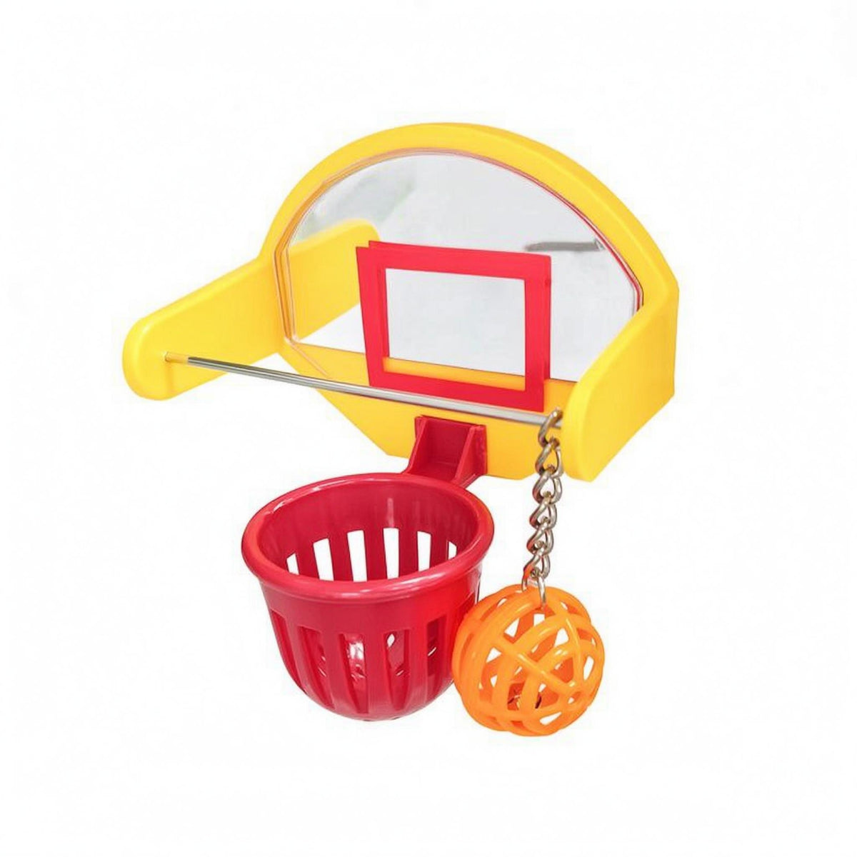 Bird Enclosure Basketball Toy Metal Support Bar Bird Basketball Toy Mirrored