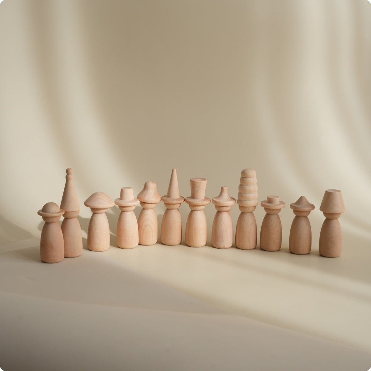 Wooden Peg Doll Decorative Wooden Figurine Polished Edges for Children