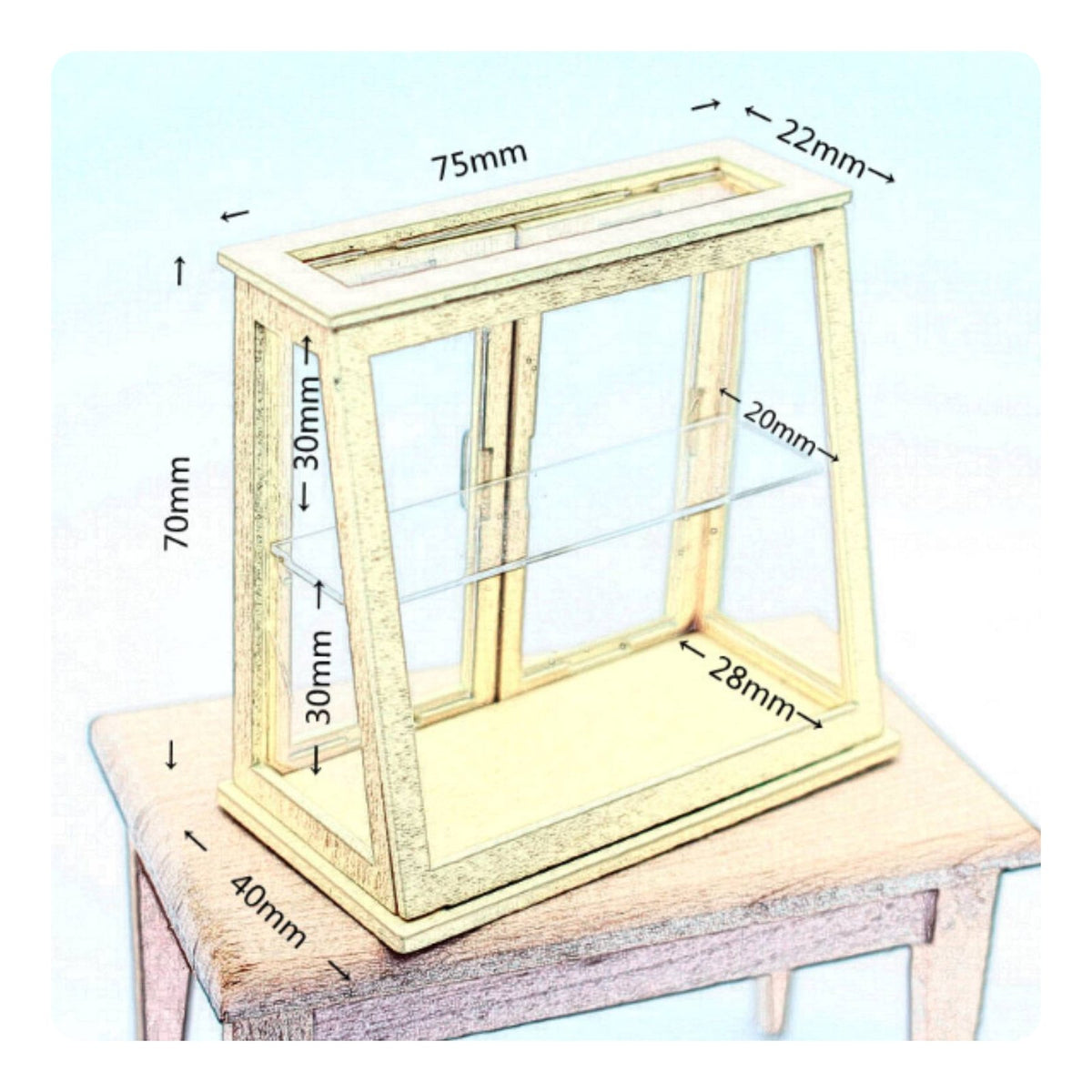 1/12 Scale Display Cabinet Wooden Frame Dollhouse Display Cabinet for Collectors