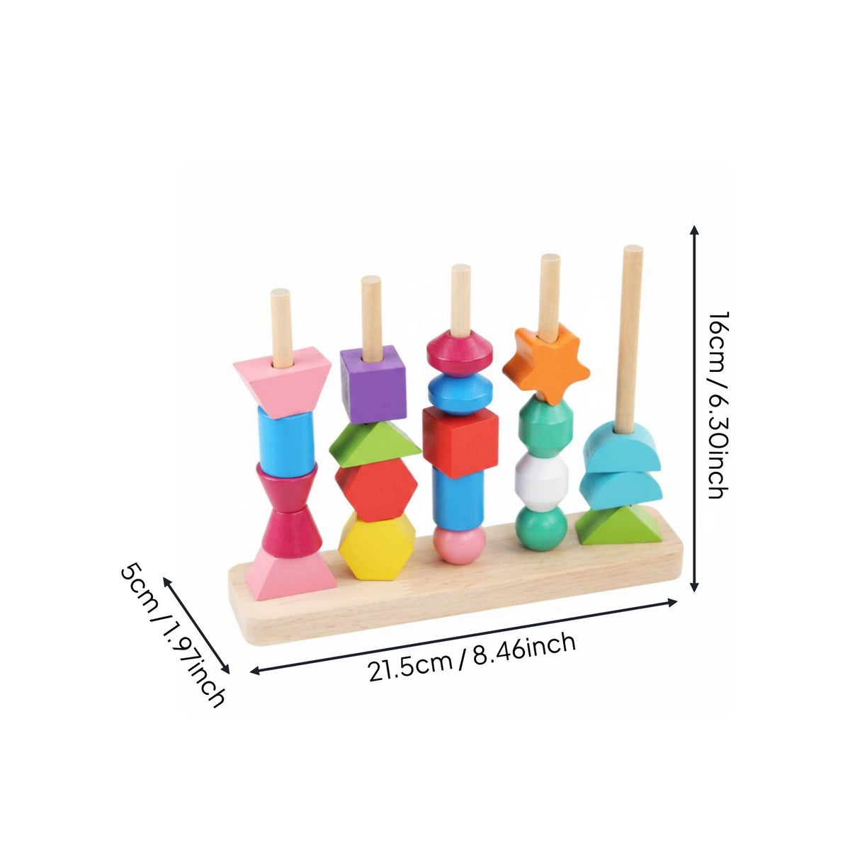 Wooden Shape Sorter Stacker Fine Movement Skills Development for Preschoolers