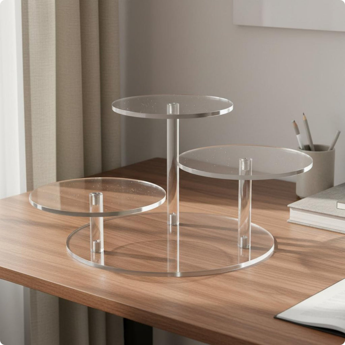 3 Tier Acrylic Display Stand Space-Saving Home Storage Easy to Clean