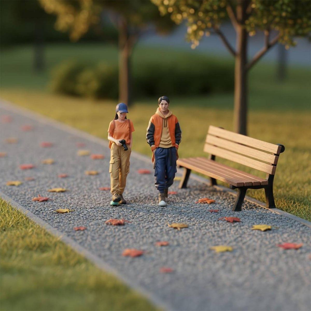 2 Pieces Miniature Figure Group Standing Poses Miniature Scene Prop Detailed