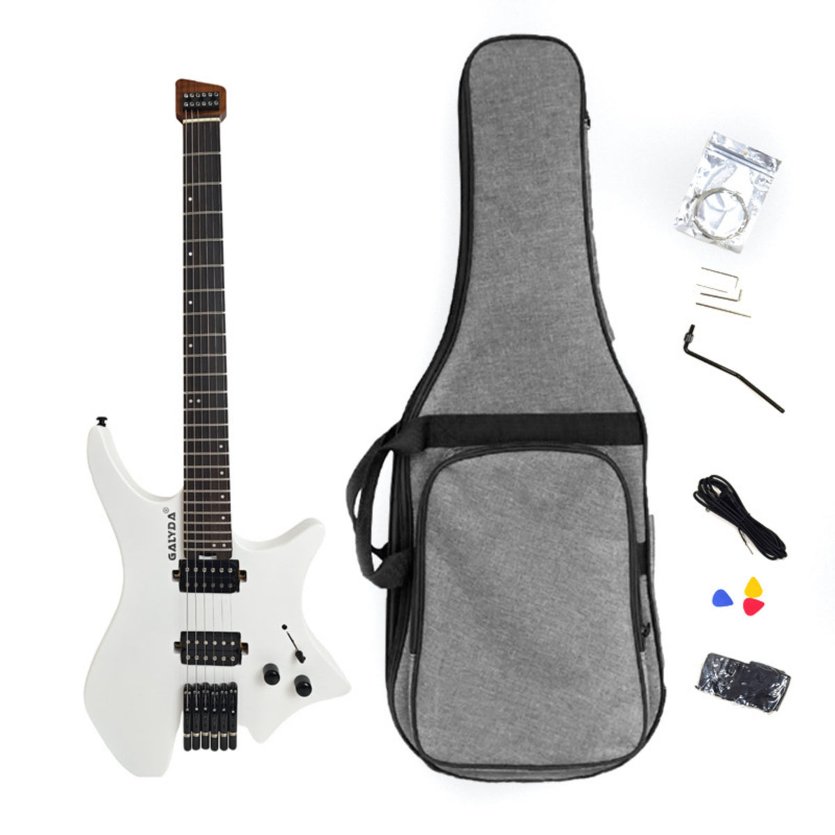 Headless Electric Guitar 2 Pickups Hardwood Electric Guitar Accessory Set