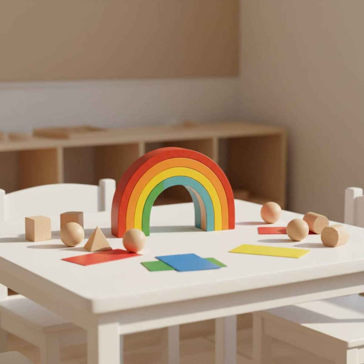 Rainbow Arch Stacking Toy Solid Wood Wooden Rainbow Stacker