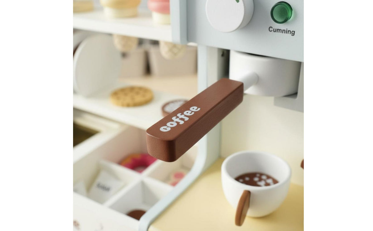 Children's Dessert Shop Toy and Pretend Coffee Shop Set Fine Motor Skills Wooden Coffee Maker Toy for Preschoolers