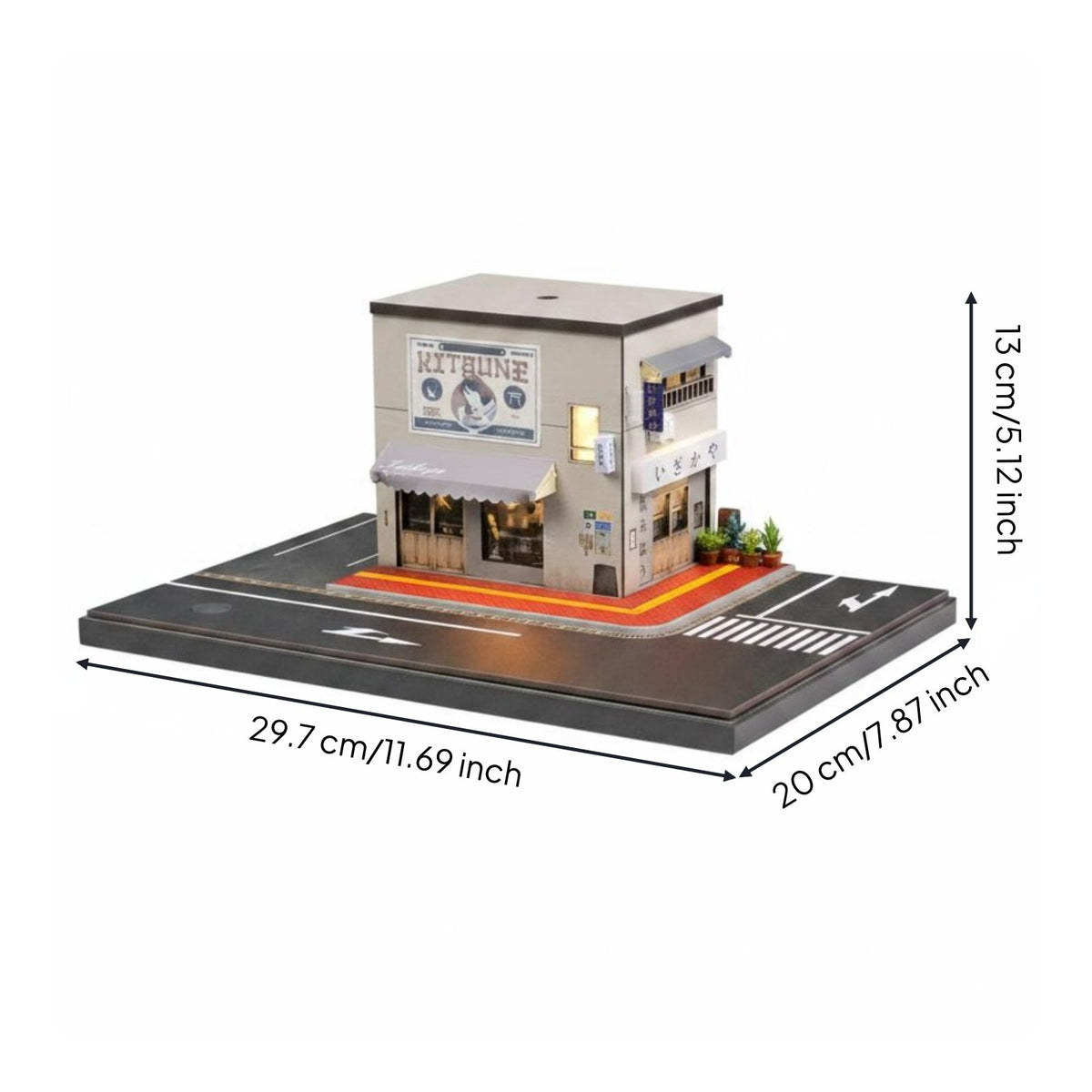 Corner Inn Model Detailed Accessories Die Cast Parking Scene bright Lighted Miniature Store Scene for Collectors, Shelf Display