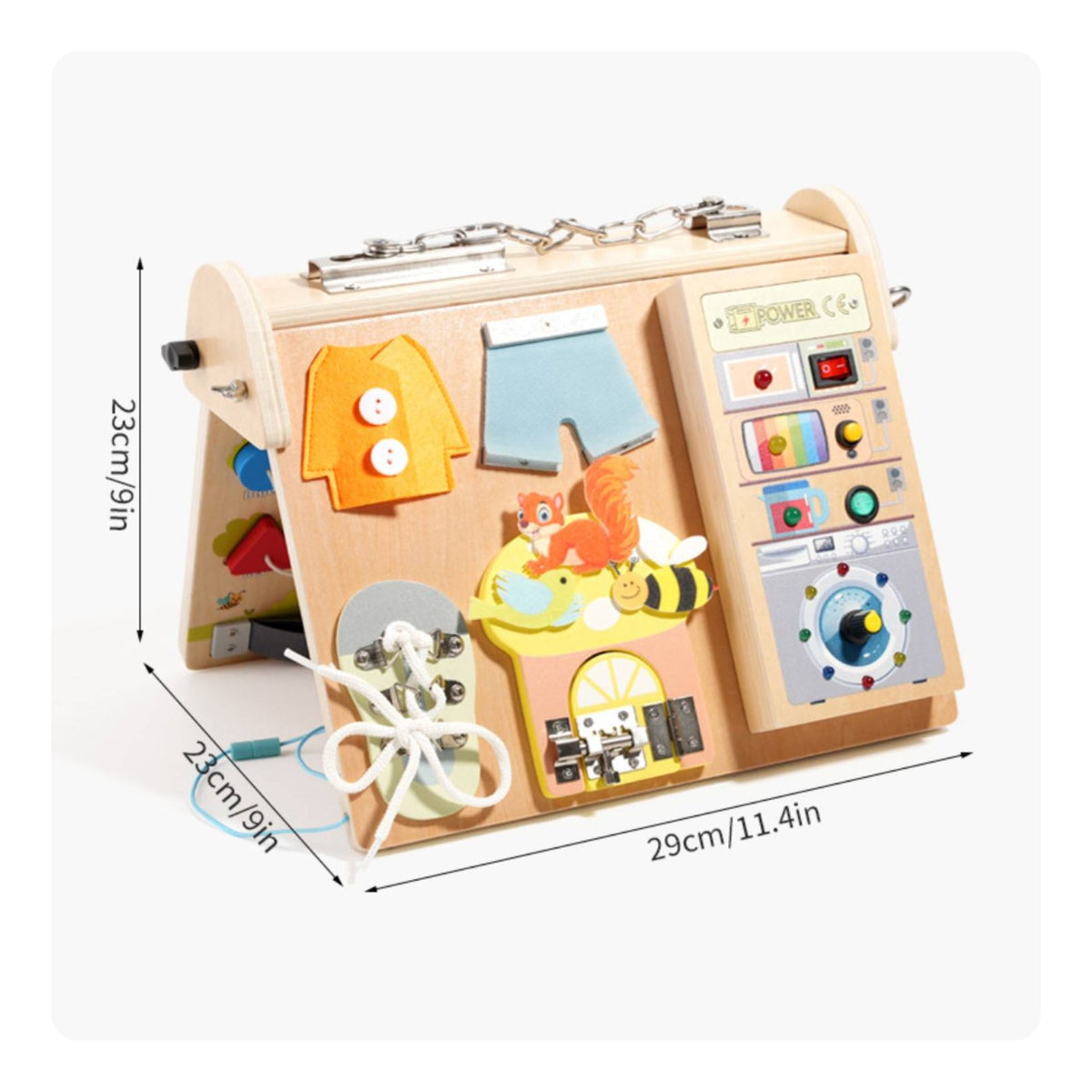 LED Busy Board Early Education Four-in- Sensory Board Wooden Infant Toy for Infants, Home, Nursery