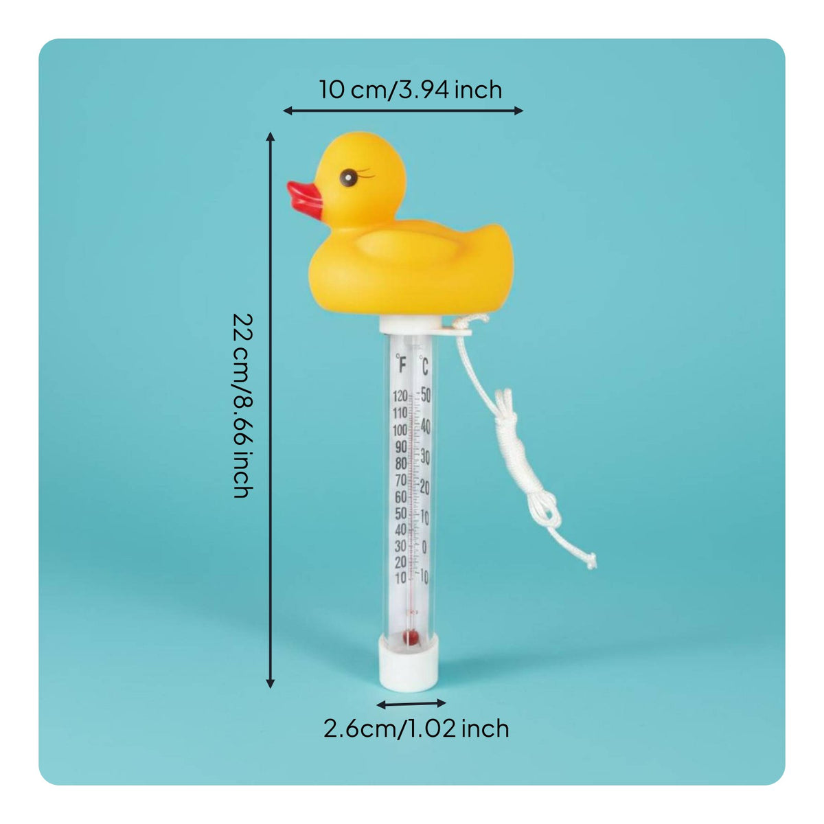 Floating Duck Thermometer Includes Tether String Cartoon Duck Bath Thermometer