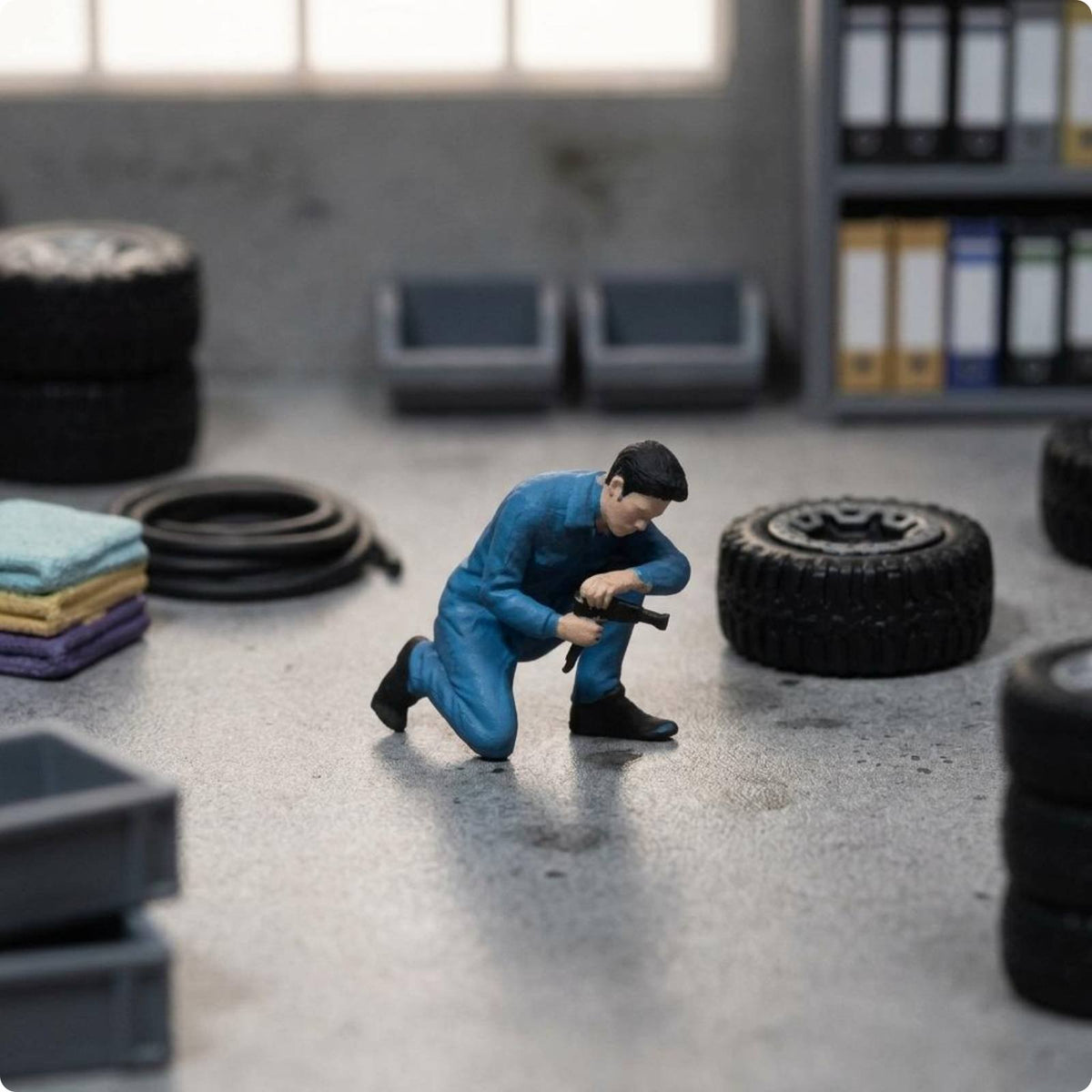 Phone Looking Man Figure Detailed 1:64 Scale Person Model Tiny for Toy City