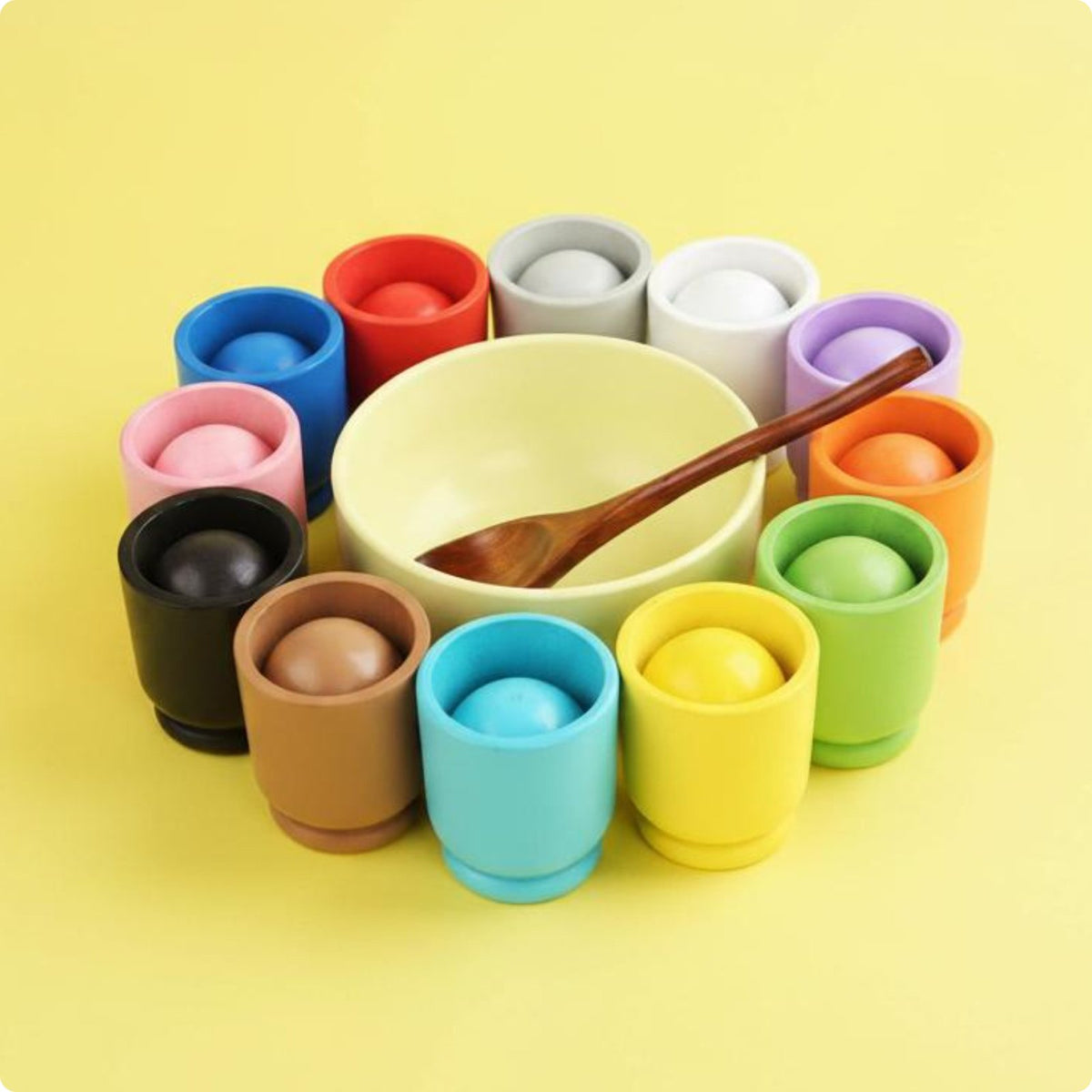 Ball and Cup Color Sorter Hand-Eye Coordination Educational Color Matching Set Early Learning Ball in Cup Toy for Young Children, Preschoolers