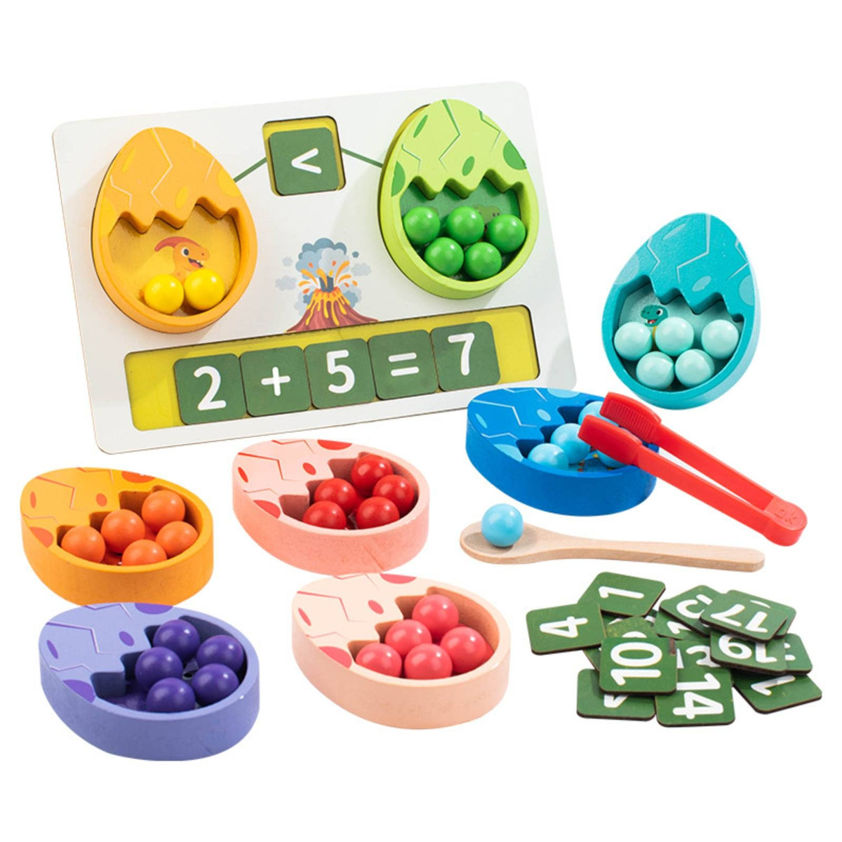 Dinosaur Egg-Shaped Sorting Set Multicolor Number Matching Eggs Colorful