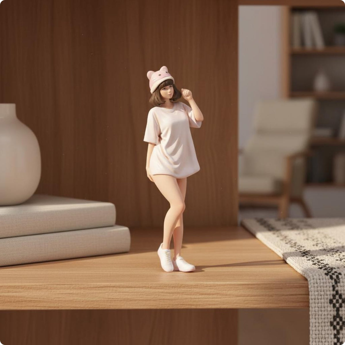 Detailed Girl Figurine Collectible 1:18Girl Figure Resin Material Mini People Figurines for Desk Display